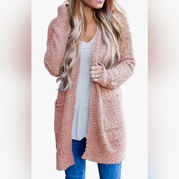 Merokeety Cozy Pink Open-Front Cardigan Sweater Oversized Small - Picture 1 of 7